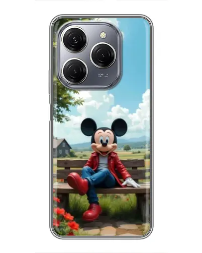 Чехол для TECNO Spark 20 Pro с картинкой «Микки на скамейке»