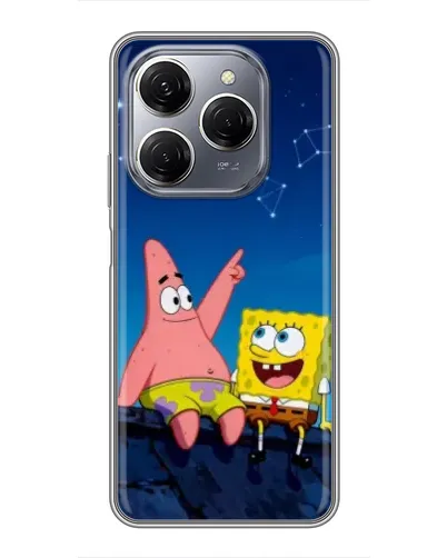 Чехол для TECNO Spark 20 Pro с картинкой «Губка Боб и Патрик ночью» Чехол для TECNO Spark 20 Pro с картинкой «Губка Боб и Патрик ночью»