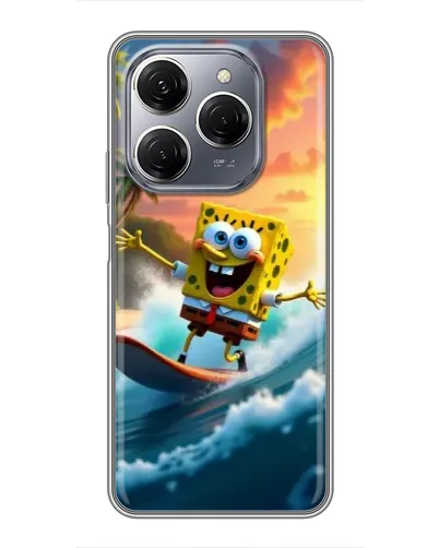 Чехол для TECNO Spark 20 Pro с картинкой «Губка Боб серфингист» Чехол для TECNO Spark 20 Pro с картинкой «Губка Боб серфингист»