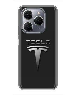 Чехол для TECNO Spark 20 Pro с картинкой «Стальной логотип Tesla» Чехол для TECNO Spark 20 Pro с картинкой «Стальной логотип Tesla»