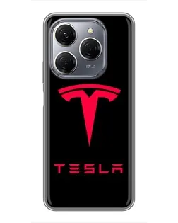 Чехол для TECNO Spark 20 Pro с картинкой «Tesla Red Logo» Чехол для TECNO Spark 20 Pro с картинкой «Tesla Red Logo»