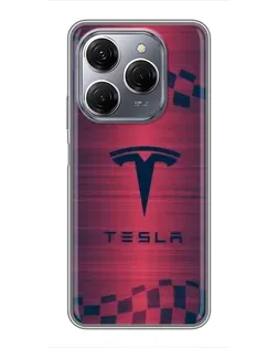 Чехол для TECNO Spark 20 Pro с картинкой «Тесла красный карбон» Чехол для TECNO Spark 20 Pro с картинкой «Тесла красный карбон»