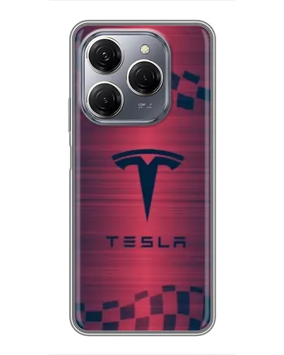 Чехол для TECNO Spark 20 Pro с картинкой «Тесла красный карбон» Чехол для TECNO Spark 20 Pro с картинкой «Тесла красный карбон»