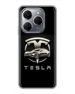 Чехол для TECNO Spark 20 Pro с картинкой «Tesla — серебристое авто» Чехол для TECNO Spark 20 Pro с картинкой «Tesla — серебристое авто»