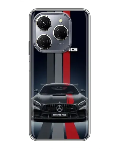 Чехол для TECNO Spark 20 Pro с картинкой «Mercedes — белый карбон»