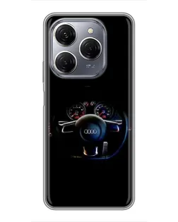 Чехол для TECNO Spark 20 Pro с картинкой «Салон Audi — руль» Чехол для TECNO Spark 20 Pro с картинкой «Салон Audi — руль»