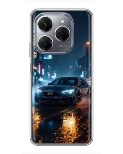 Чехол для TECNO Spark 20 Pro с картинкой «Ночной город и Audi» Чехол для TECNO Spark 20 Pro с картинкой «Ночной город и Audi»