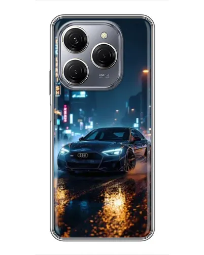 Чехол для TECNO Spark 20 Pro с картинкой «Ночной город и Audi»