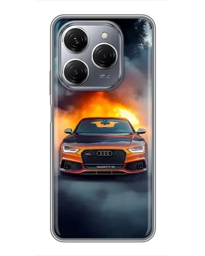 Чехол для TECNO Spark 20 Pro с картинкой «Audi в огненном дыму»