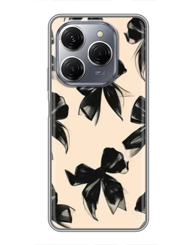 Чехол для TECNO Spark 20 Pro с картинкой «Паттерн черные банты»