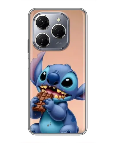 Чехол для TECNO Spark 20 Pro с картинкой «Стич ест шоколад»