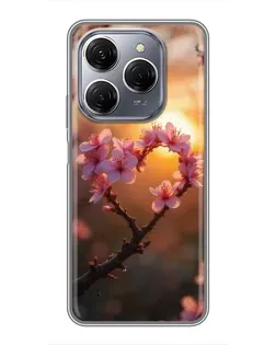 Чохол для TECNO Spark 20 Pro з картинкою «Рожевий цвіт сердечко на тлі заходу» Чохол для TECNO Spark 20 Pro з картинкою «Рожевий цвіт сердечко на тлі заходу»