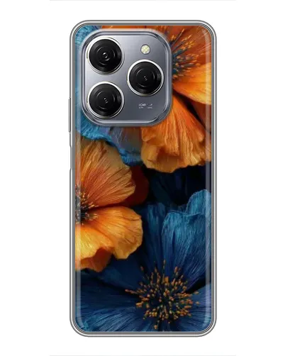 Чехол для TECNO Spark 20 Pro с картинкой «Яркая сине-оранжевая флора» Чехол для TECNO Spark 20 Pro с картинкой «Яркая сине-оранжевая флора»