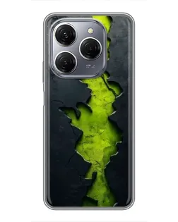 Чехол для TECNO Spark 20 Pro с картинкой «Салатовый разлом скалы»