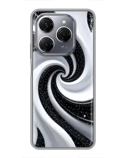Чехол для TECNO Spark 20 Pro с картинкой «Черно-белая спираль»