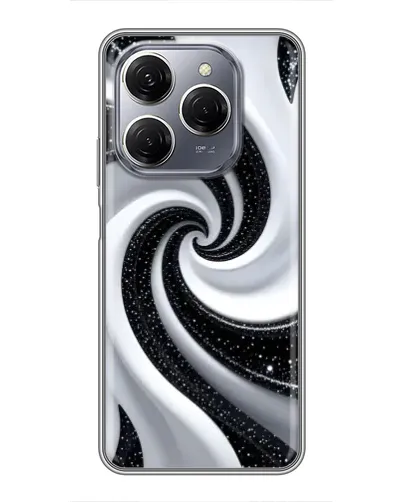 Чехол для TECNO Spark 20 Pro с картинкой «Черно-белая спираль»