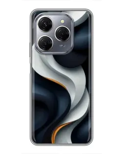 Чехол для TECNO Spark 20 Pro с картинкой «Объемные черно-белые ленты»