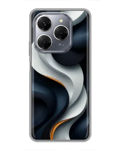 Чехол для TECNO Spark 20 Pro с картинкой «Объемные черно-белые ленты»