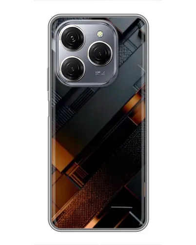 Чехол для TECNO Spark 20 Pro с картинкой «Черные геометрические блоки»