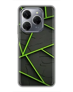 Чехол для TECNO Spark 20 Pro с картинкой «Зеленые геометрические линии»