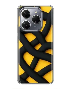 Чехол для TECNO Spark 20 Pro с картинкой «Черное желтое переплетение»