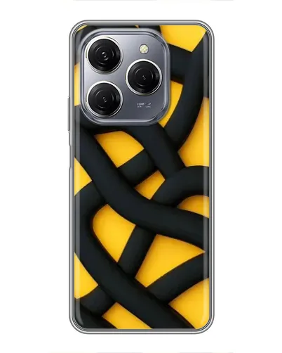 Чехол для TECNO Spark 20 Pro с картинкой «Черное желтое переплетение»