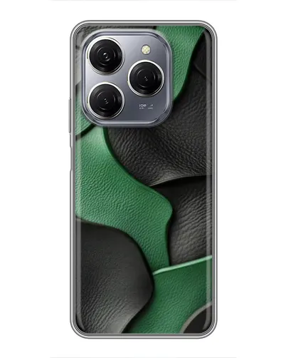 Чехол для TECNO Spark 20 Pro с картинкой «Зеленые кожаные волны»