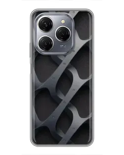 Чехол для TECNO Spark 20 Pro с картинкой «Объемное серое плетение»