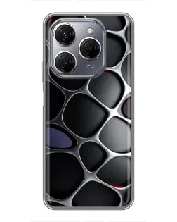 Чехол для TECNO Spark 20 Pro с картинкой «Объемная темная решетка»