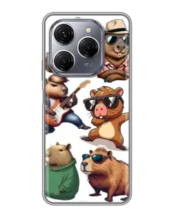 Чохол для TECNO Spark 20 Pro з картинкою «Круті капібари музиканти» Чохол для TECNO Spark 20 Pro з картинкою «Круті капібари музиканти»