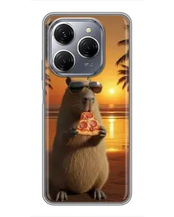 Чохол для TECNO Spark 20 Pro з картинкою «Капібара з піцою» Чохол для TECNO Spark 20 Pro з картинкою «Капібара з піцою»