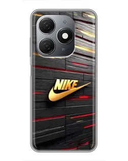 Чехол для TECNO Spark 20 с картинкой «Золотой Nike на металле»
