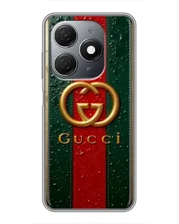 Чохол для TECNO Spark 20 з картинкою «Gucci — фірмова смуга та золото»