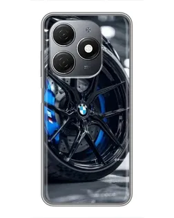 Чехол для TECNO Spark 20 с картинкой «Колесо BMW вблизи»