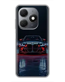 Чехол для TECNO Spark 20 с картинкой «BMW на мокрой дороге»