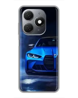 Чехол для TECNO Spark 20 с картинкой «Голубая BMW M4»