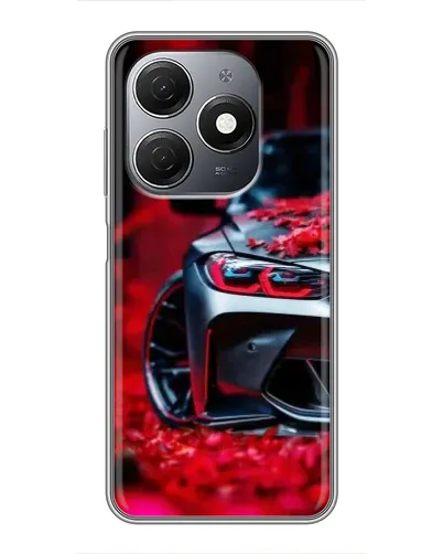 Чехол для TECNO Spark 20 с картинкой «Спортивная BMW и цветы»