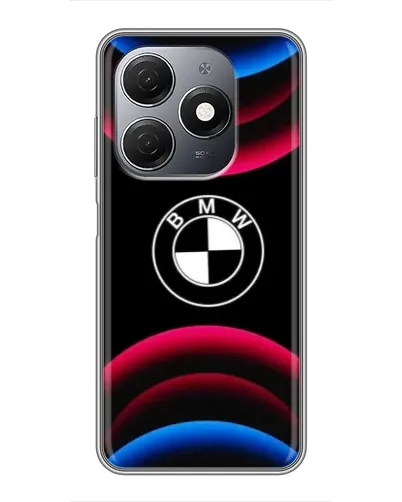 Чехол для TECNO Spark 20 с картинкой «Логотип BMW и неоновые дуги»