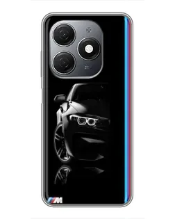 Чехол для TECNO Spark 20 с картинкой «Силуэт BMW в темноте»