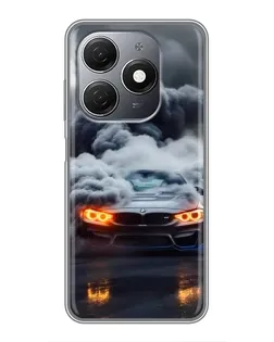 Чехол для TECNO Spark 20 с картинкой «BMW в дыму»