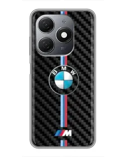 Чехол для TECNO Spark 20 с картинкой «Эмблема BMW и карбон»