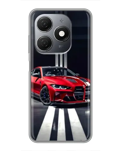 Чехол для TECNO Spark 20 с картинкой «Красная BMW на дороге»