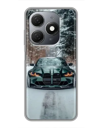 Чехол для TECNO Spark 20 с картинкой «BMW в зимнем лесу»