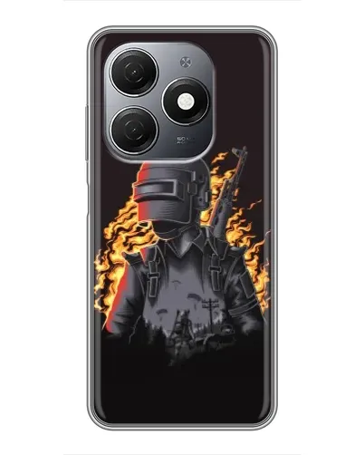 Чехол для TECNO Spark 20 с картинкой «PUBG — огненный силуэт»