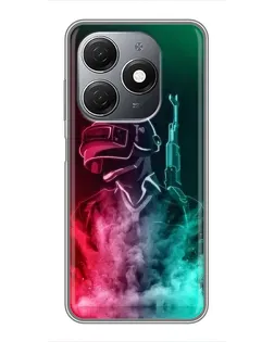 Чехол для TECNO Spark 20 с картинкой «PUBG — огненный воин» Чехол для TECNO Spark 20 с картинкой «PUBG — огненный воин»