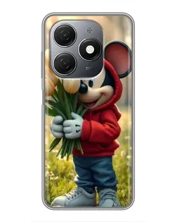 Чехол для TECNO Spark 20 с картинкой «Микки с тюльпанами» Чехол для TECNO Spark 20 с картинкой «Микки с тюльпанами»