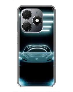 Чехол для TECNO Spark 20 с картинкой «Tesla в неоне»