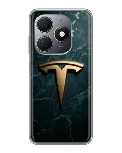 Чехол для TECNO Spark 20 с картинкой «Мраморная Tesla Gold»