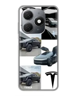 Чехол для TECNO Spark 20 с картинкой «Коллаж Cybertruck Tesla»