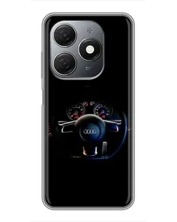 Чехол для TECNO Spark 20 с картинкой «Салон Audi — руль»